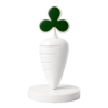 White Starter Carrot emblem with Carrot Corner club-shaped leaf